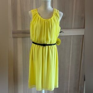 NWT Emma & Michele Chiffon Belted Yellow Sleeveless Dress. Trendy Women’s Sz-8